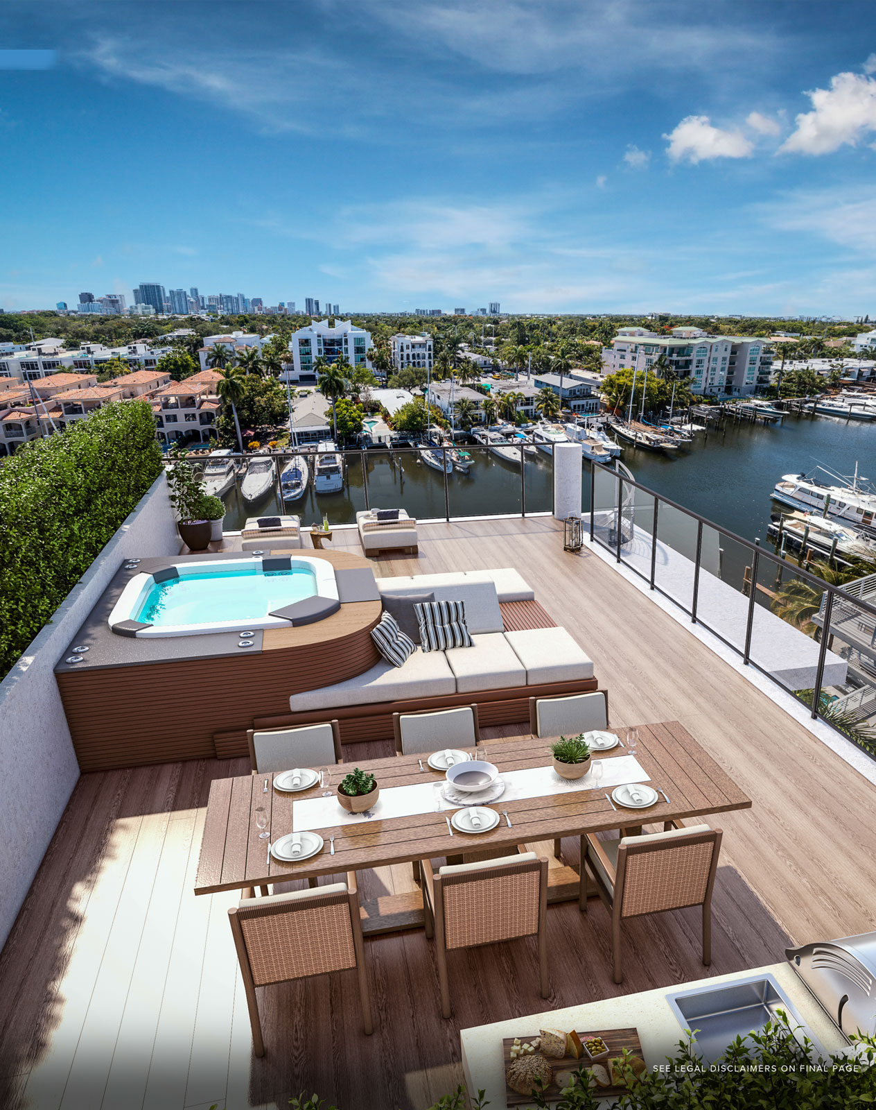 Rooftop Image Overlooking Buildings and Yachts